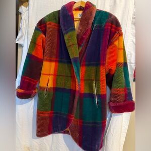 L fun colorful faux fur button front teddy jacket